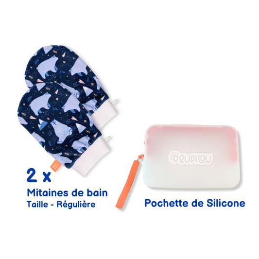 duo mitaines bain enfant poupilou ours