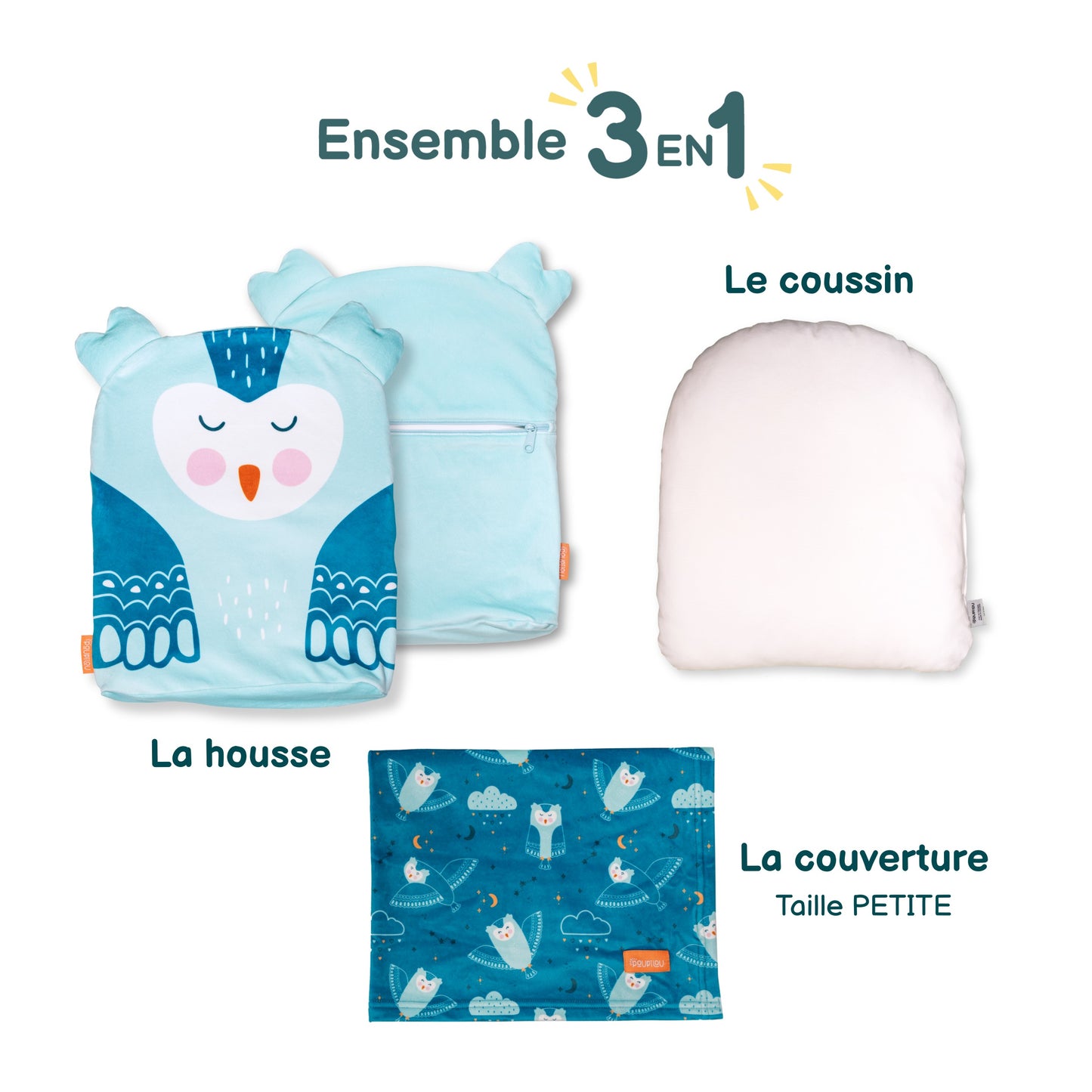 Peluche Couverture 3 en 1 - Hibou