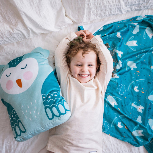 Peluche couverture 3 en 1 - Hibou (couverture moyenne)