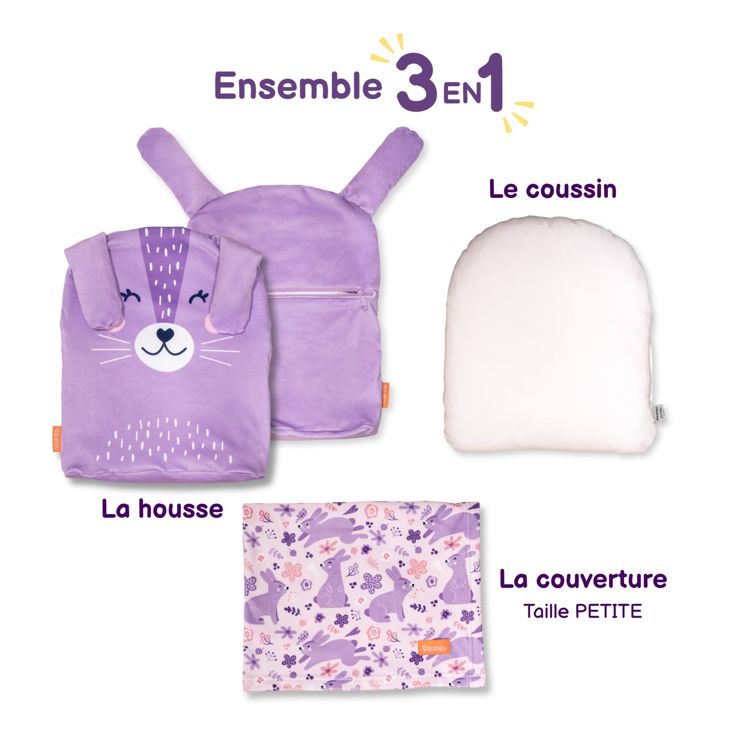 Peluche Couverture 3 en 1- Lapin