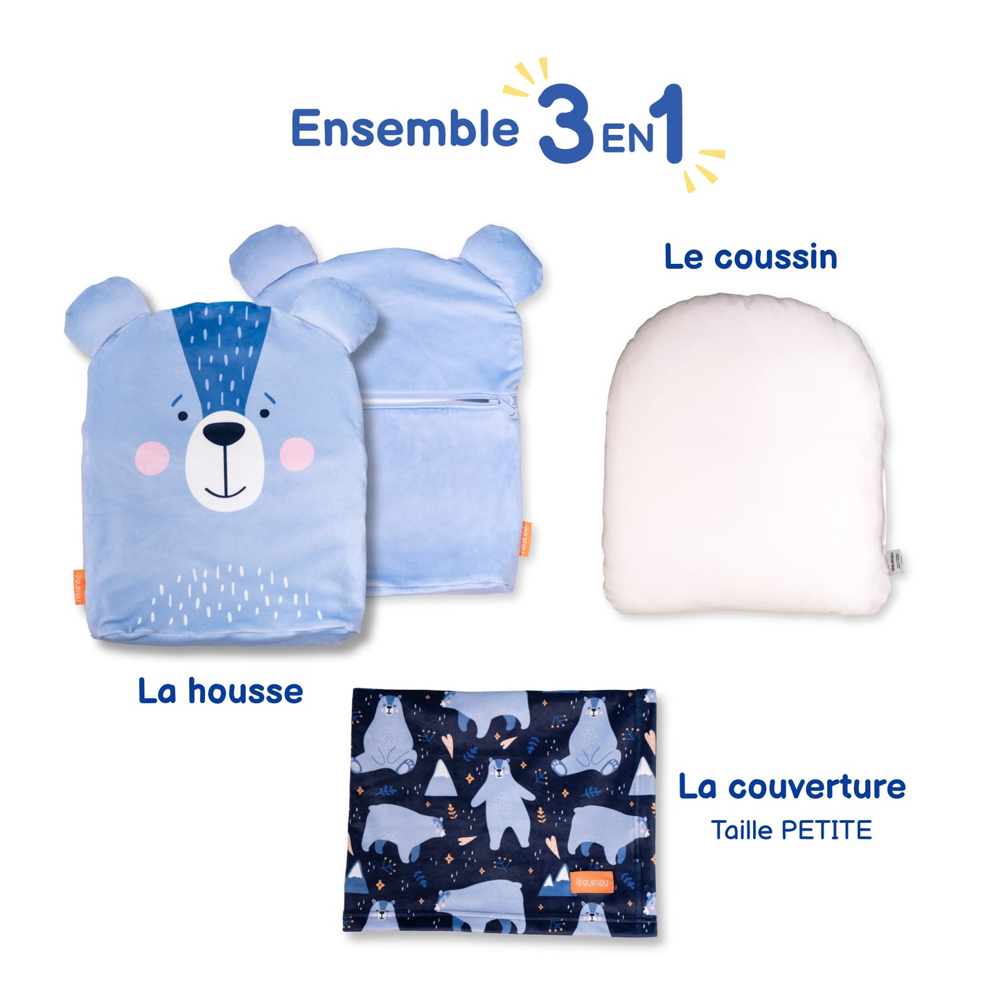 Peluche Couverture 3 en 1 - Ours