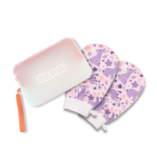 poupilou pochette silicone rangement mitaine lapin