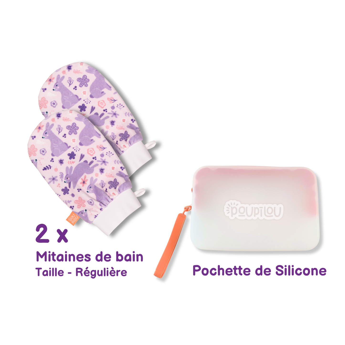 poupilou trousse duo mitaines bain lapin