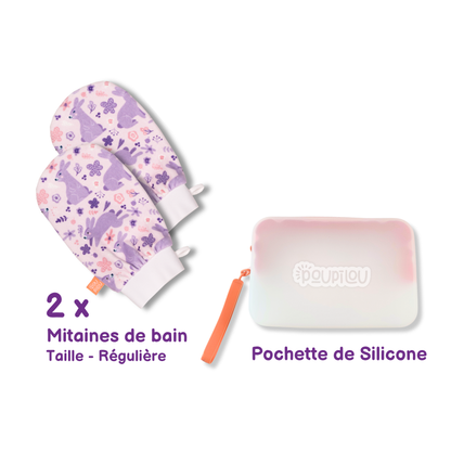 poupilou trousse duo mitaines bain lapin