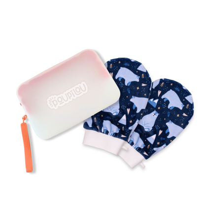 kit bain enfant poupilou mitaines ours