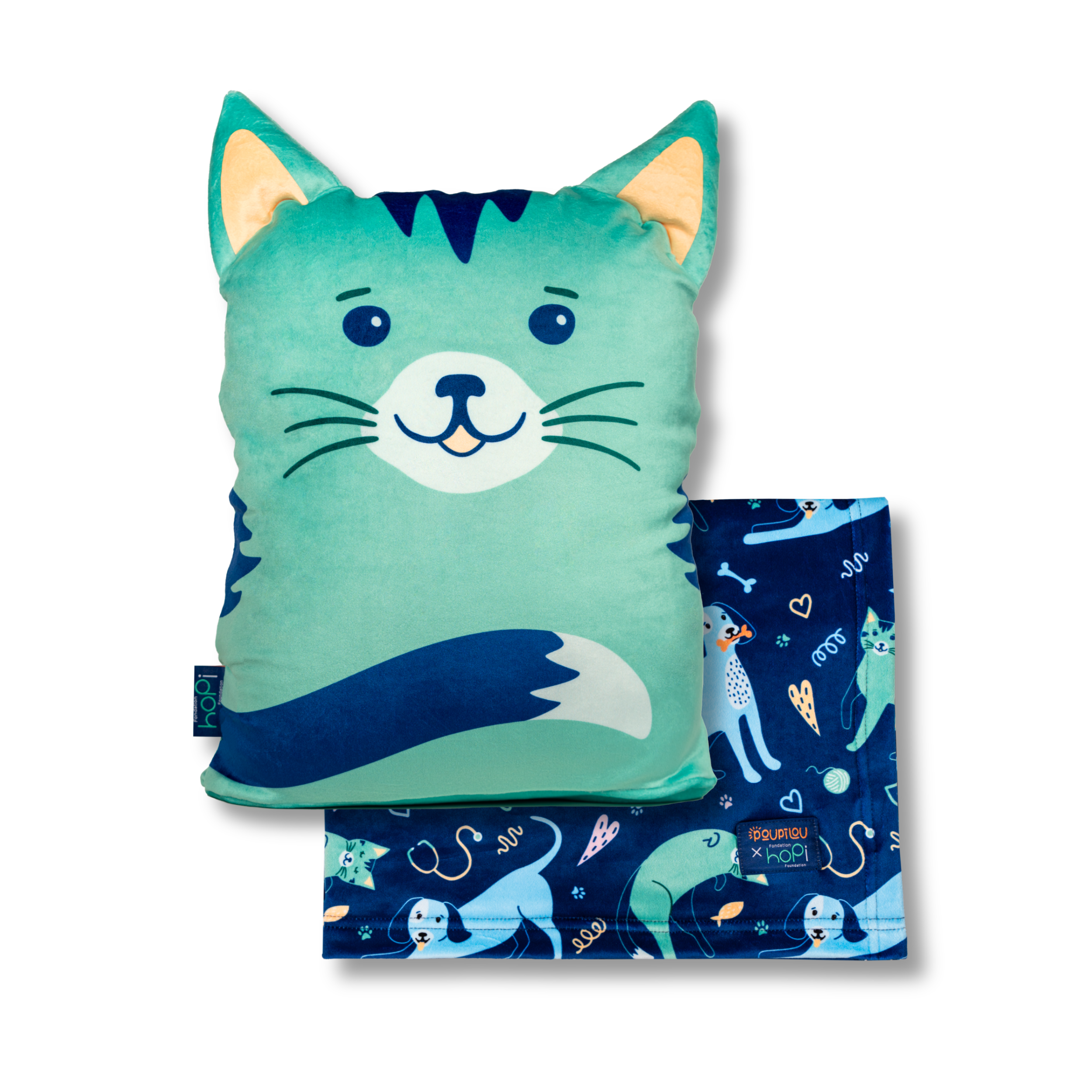 poupilou chat ensemble peluche couverture enfant