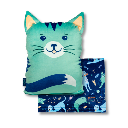 poupilou chat ensemble peluche couverture enfant