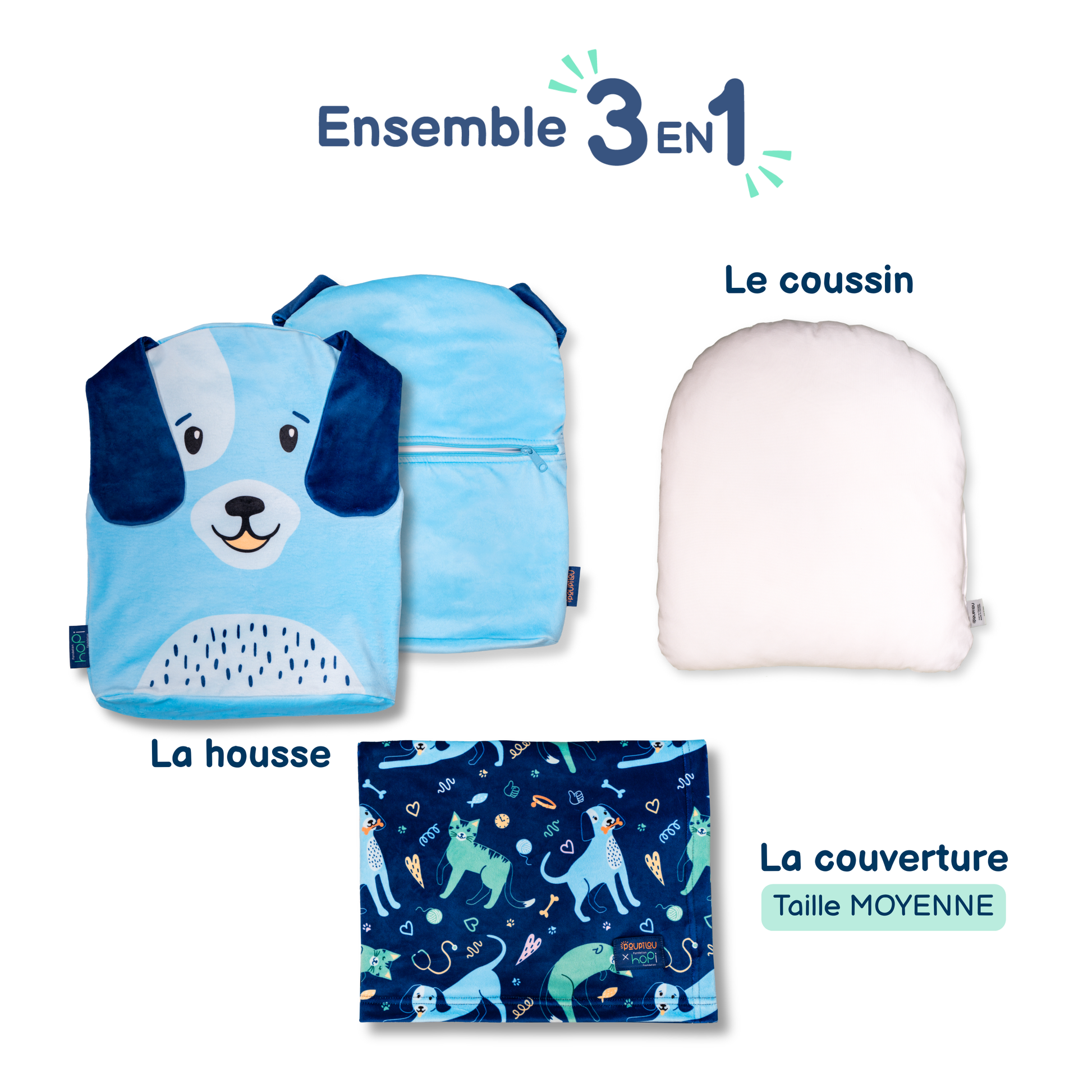 poupilou chien coussin amovible peluche