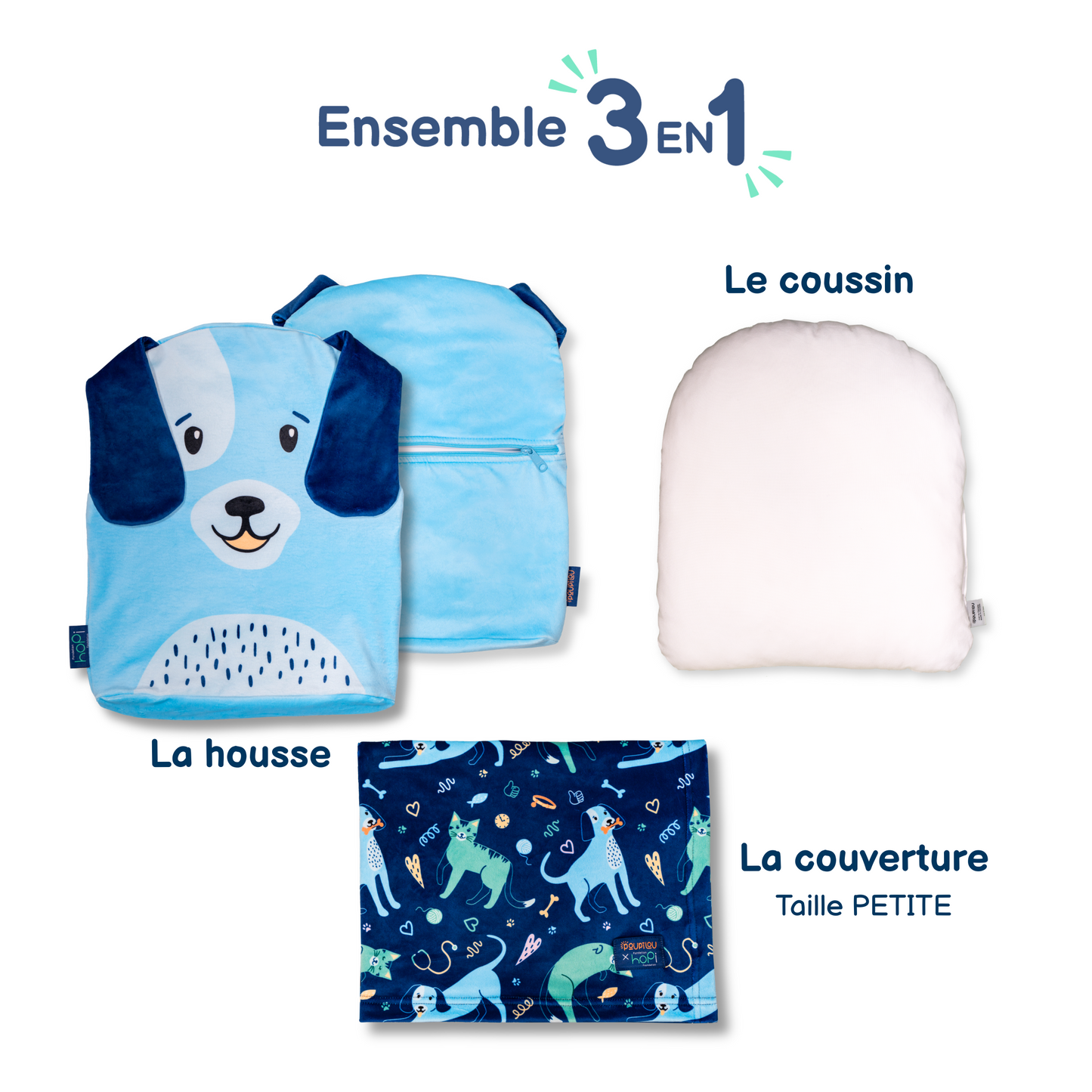 Ensemble réconfort 3 en 1 - Chien