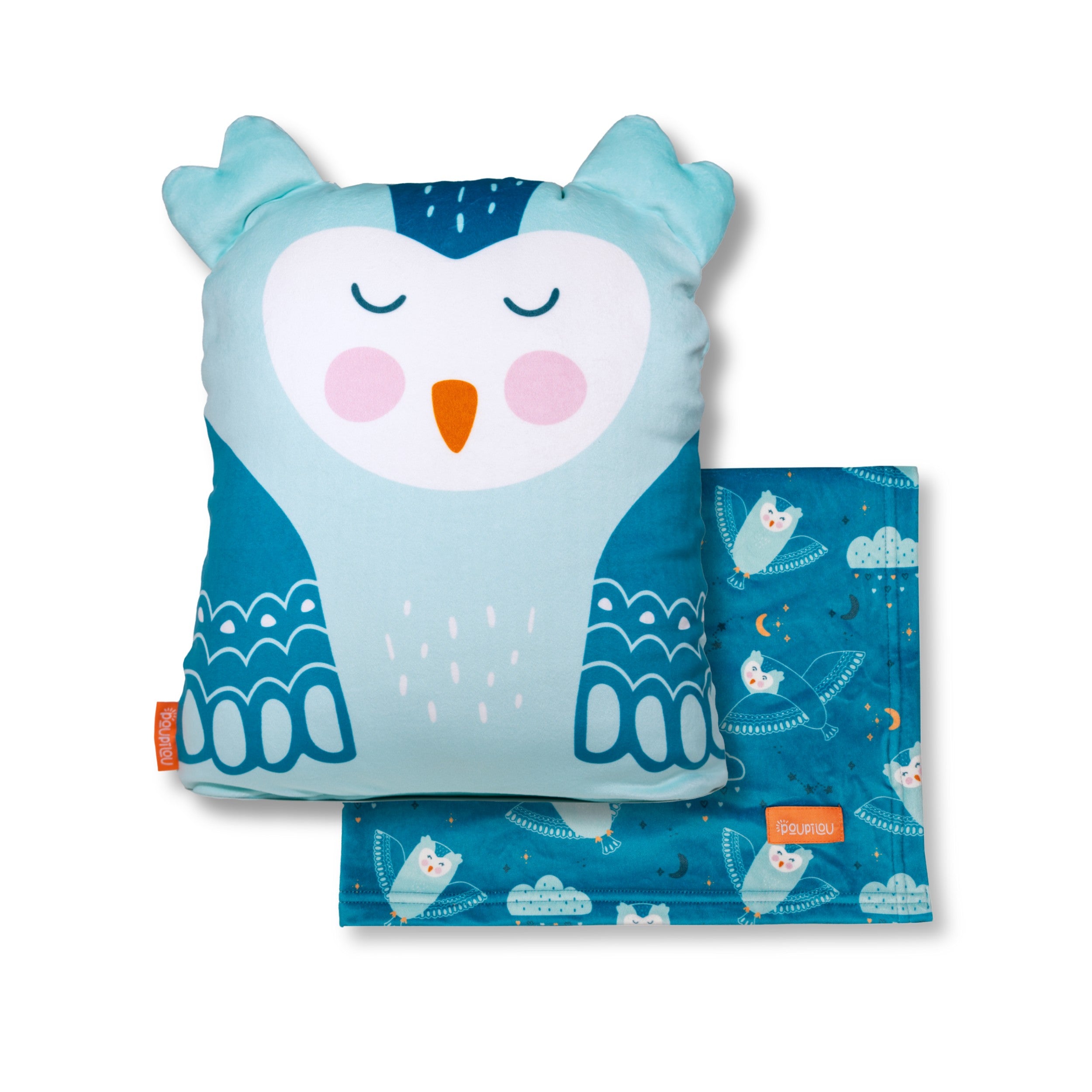 poupilou hibou ensemble peluche couverture enfant