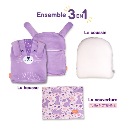 Peluche couverture 3 en 1 - Lapin (couverture moyenne)