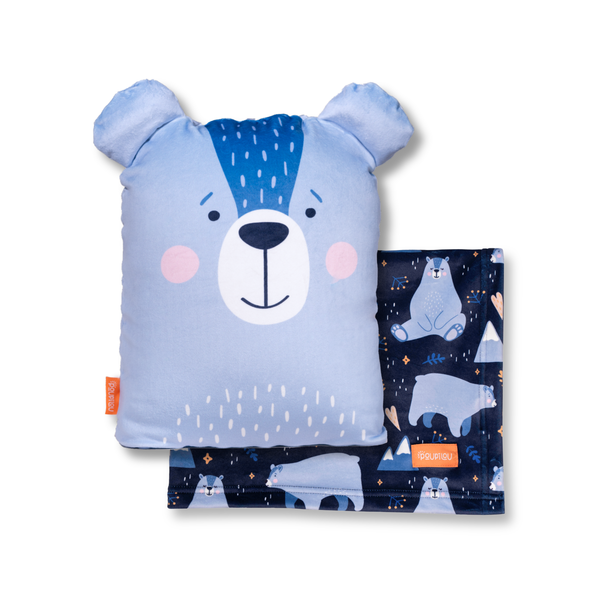poupilou ours ensemble peluche couverture enfant