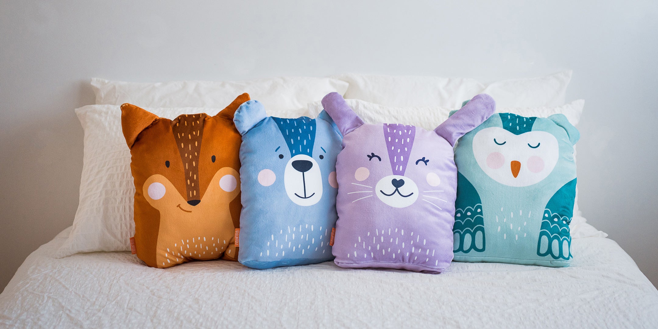 Peluches couvertures Poupilou - la collection (renard, ours, lapin, hibou)