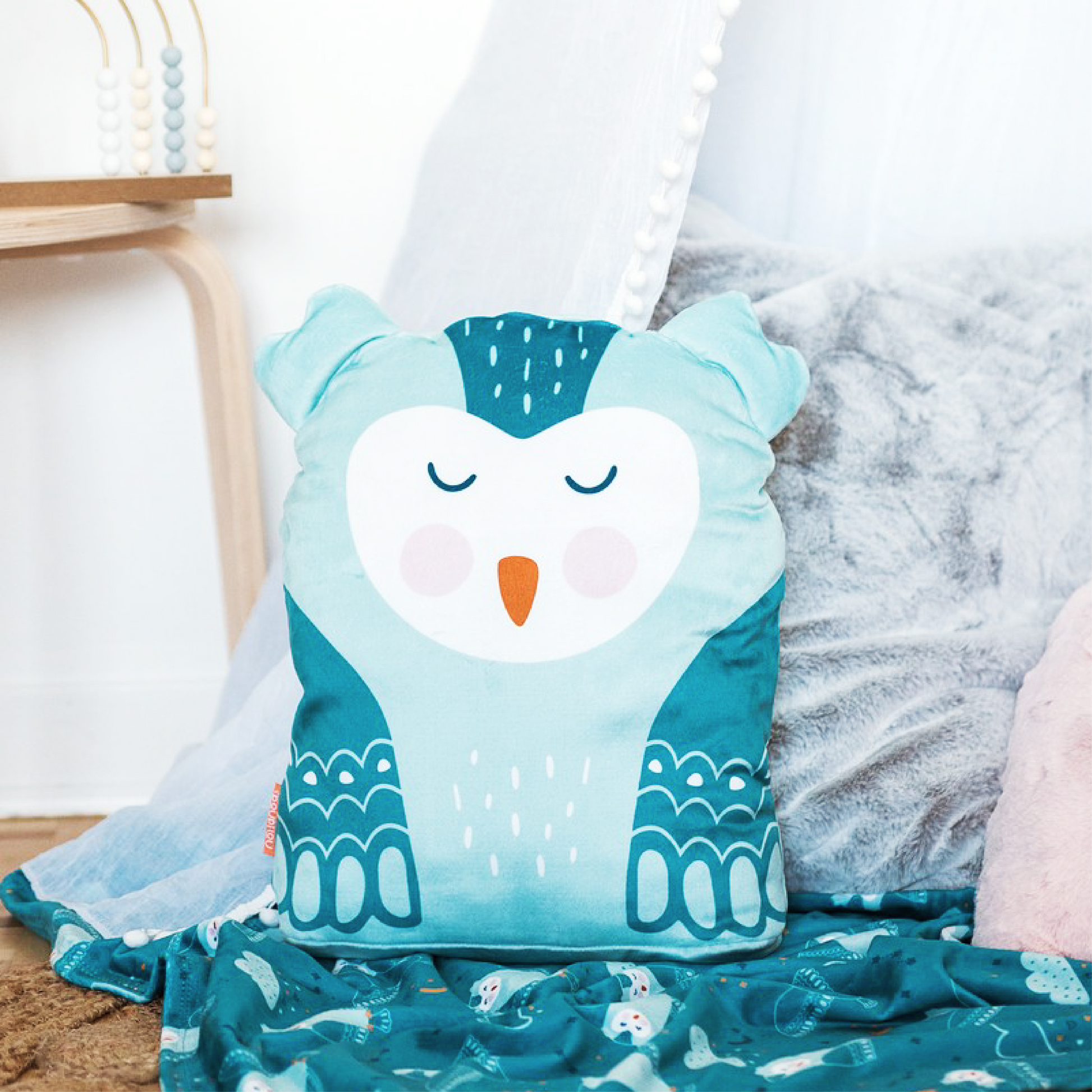 Peluche-couverture Poupilou - hibou